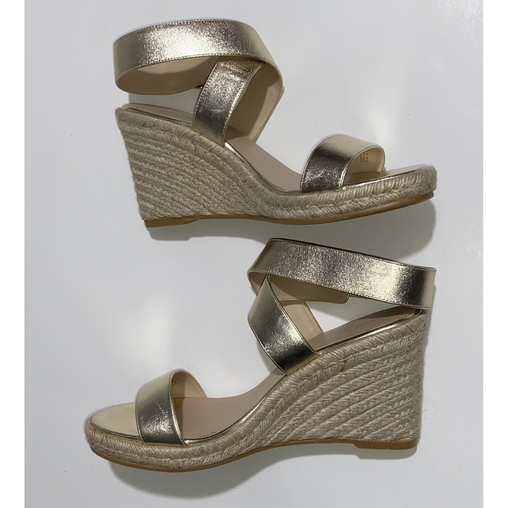 Stuart Weitzman Wedge Sandals Lexia Leather Ankle Strap Shoes Women's 10.5 $375 - Picture 2 of 8